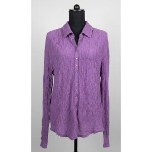 Vintage J.Jill Purple Crinkle texture top - Size XL - Pearl Buttons Long Sleeve